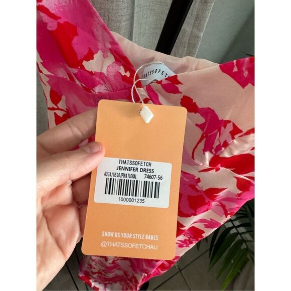 Pink Floral Midi Summer Sun Dress Size 10 - Picture 6 of 9